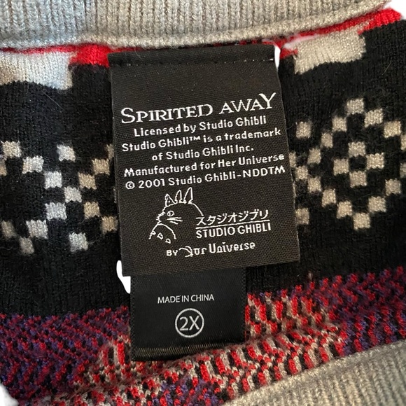 Studio Ghibli Spirited Away Kaonashi Knit Sweater 2X Acrylic Crew Neck AOP - Picture 6 of 9